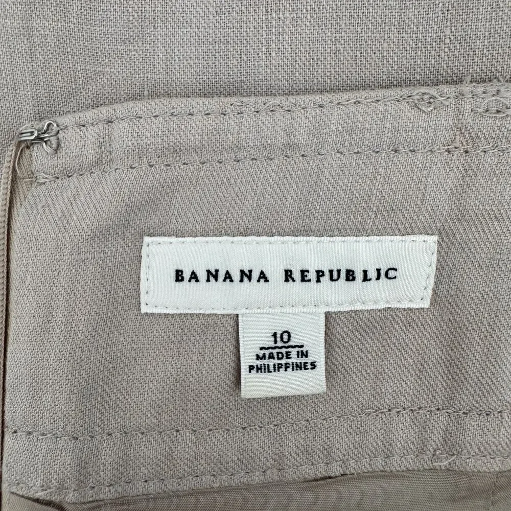 Vintage BANANA REPUBLIC Beige Linen Skirt Size 10 100% Linen Neutral Minimalist